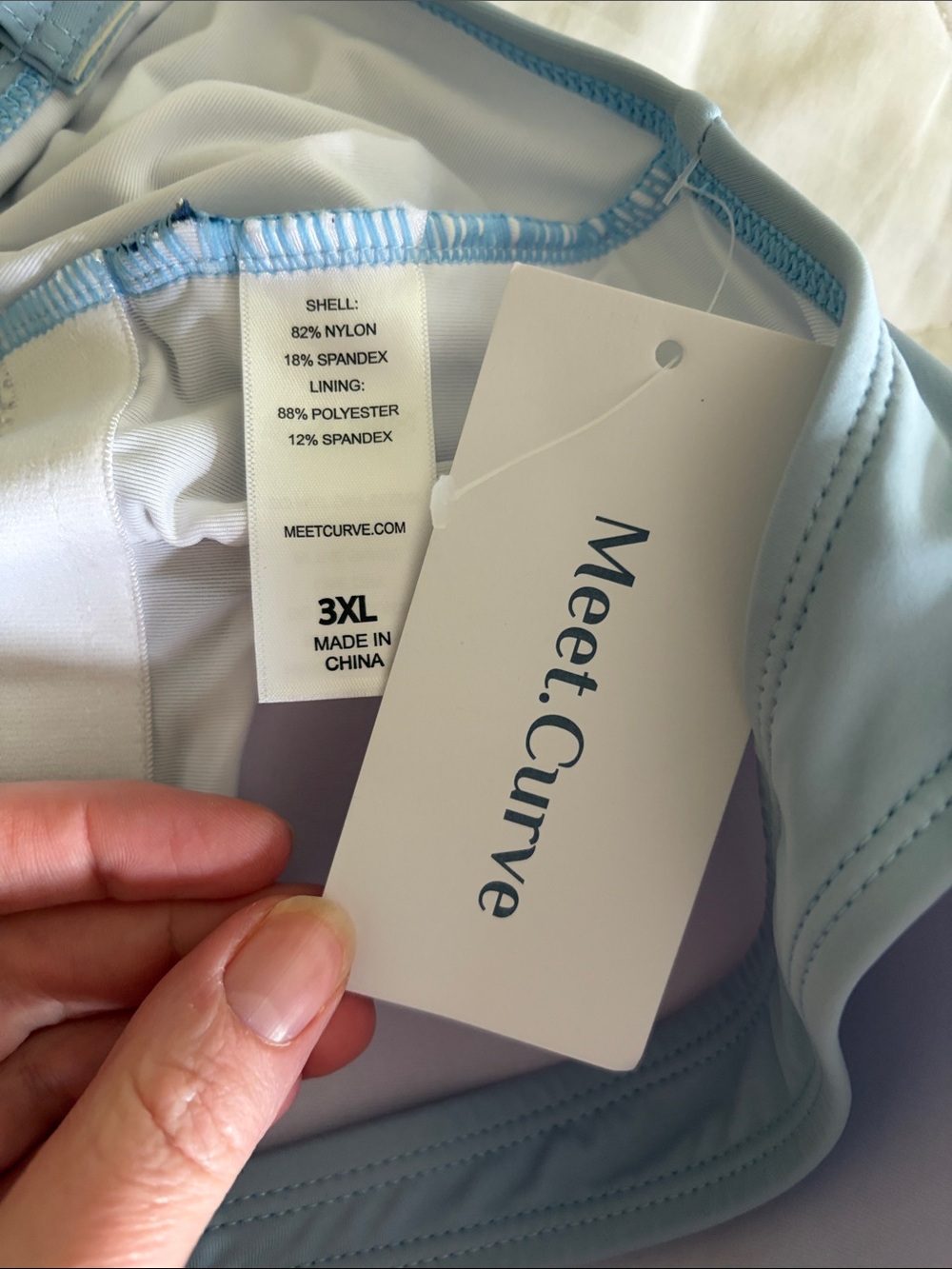 NWT MeetCurve Plus-Size Blue Colorblock One-Piece Swimsuit - Picture 5 of 5